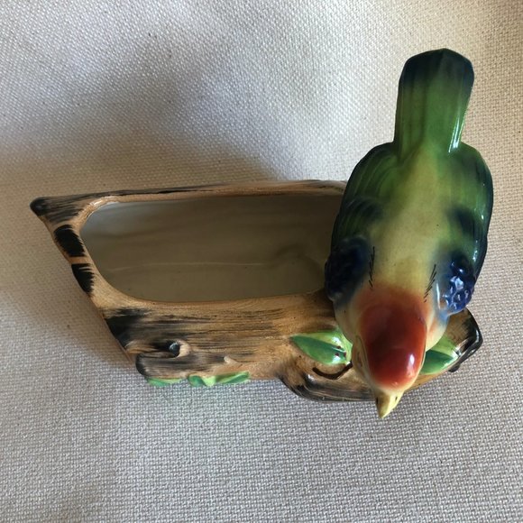 Vintage Planter Bird on a Log 1950's - Picture 4 of 6